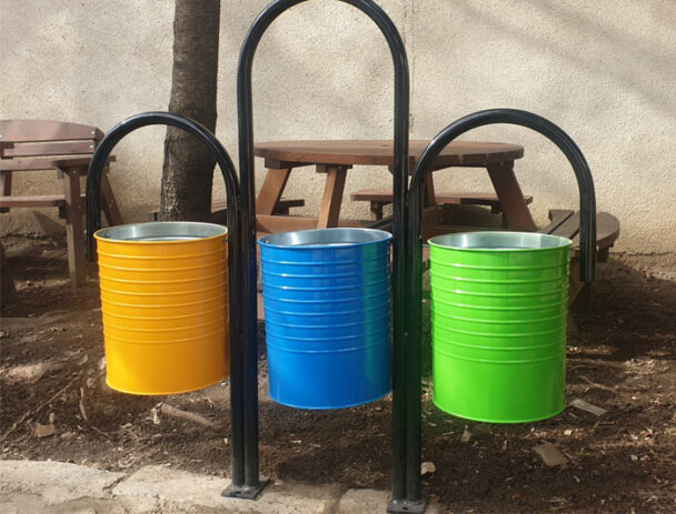 Τριπλός Περιστρεφόμενος Μεταλλικός Κάδος Απορριμμάτων Τριπλός Περιστρεφόμενος Μεταλλικός Κάδος Απορριμμάτων