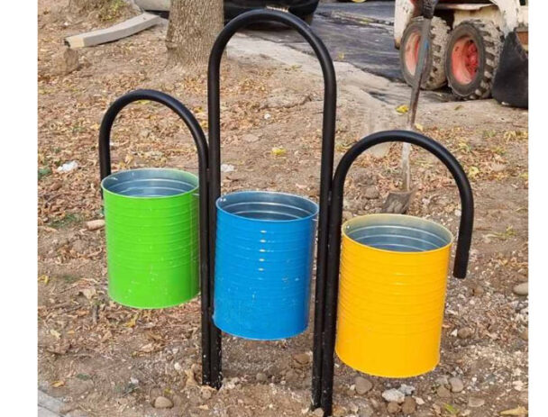 Τριπλός Περιστρεφόμενος Μεταλλικός Κάδος Απορριμμάτων Τριπλός Περιστρεφόμενος Μεταλλικός Κάδος Απορριμμάτων