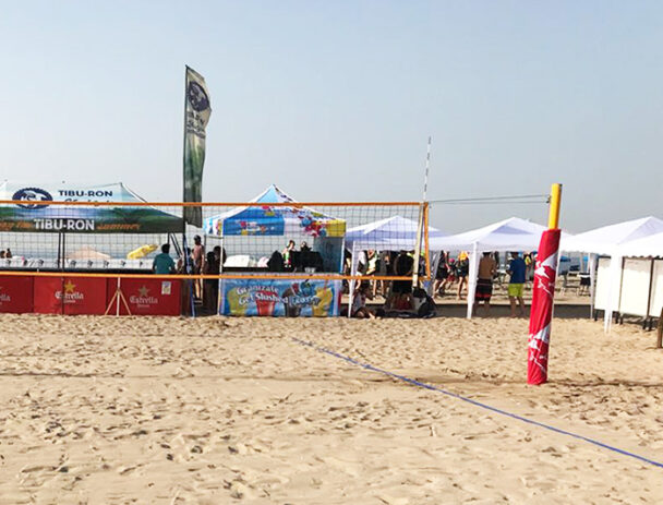 Σετ ορθοστάτες Beach Volley αλουμινίου Φ120mm με βάσεις και με δίχτυ