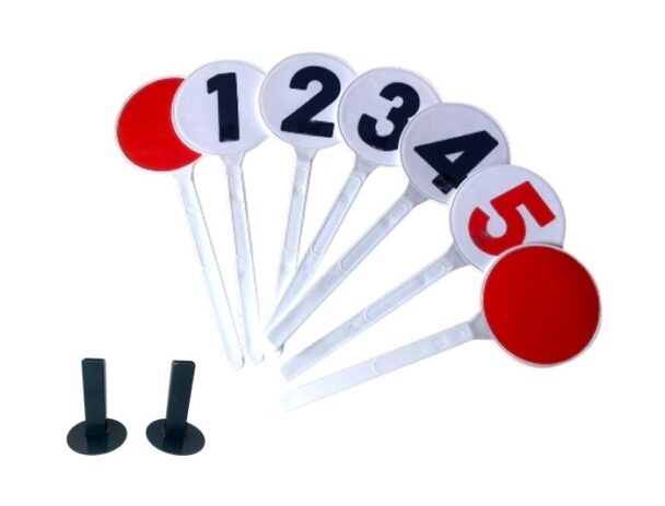 Σετ ταμπελάκια ένδειξης φάουλ 1 έως 5 και κόκκινο ταμπελάκι σε θήκες