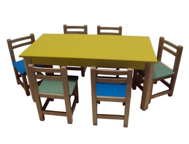 Παιδικό Ξύλινο Τραπέζι Oρθογώνιο Λάκα 120x60x54 cm
