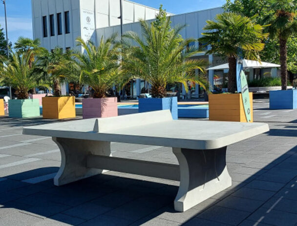 Τραπέζι Ping Pong Τσιμεντένιο Outdoor με Στρογγυλεμένες Γωνίες Φυσικό Ανοιχτό