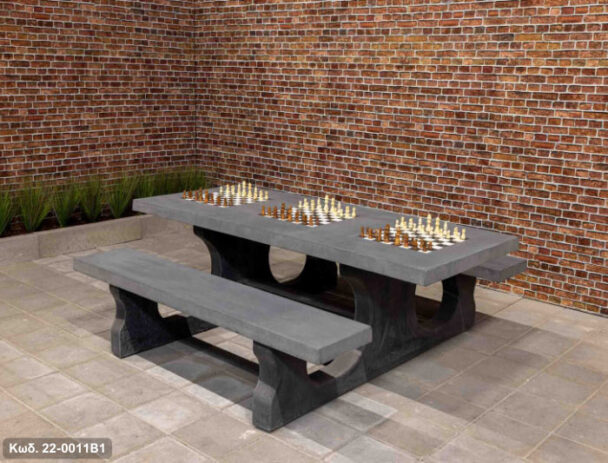 Τραπέζι Παιχνιδιού Τσιμεντένιο 6 ατόμων- Τριπλό Σκάκι