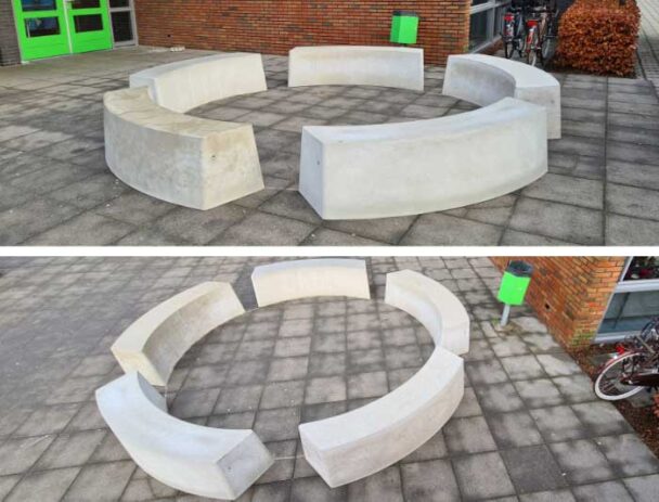 Παγκάκι Τσιμεντένιο Οβάλ Χωρίς Πλάτη -185cm