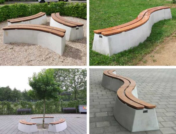 Παγκάκι Τσιμέντο-Μπαμπού Οβάλ Χωρίς Πλάτη -185cm