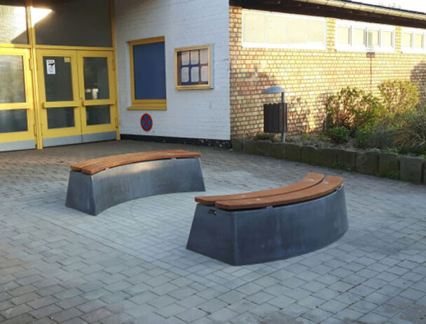 Παγκάκι Τσιμέντο-Μπαμπού Οβάλ Χωρίς Πλάτη -185cm