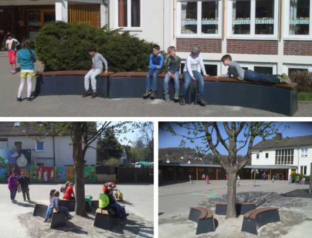 Παγκάκι Τσιμέντο-Μπαμπού Οβάλ Χωρίς Πλάτη -185cm