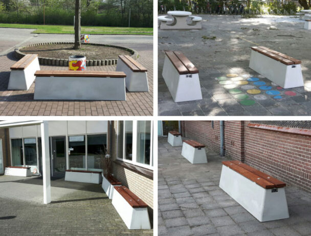 Παγκάκι Τσιμέντο-Μπαμπού Χωρίς Πλάτη -180cm