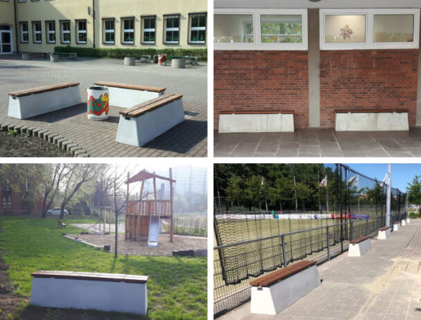 Παγκάκι Τσιμέντο-Μπαμπού Χωρίς Πλάτη -180cm