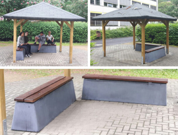 Παγκάκι Τσιμέντο-Μπαμπού Χωρίς Πλάτη -180cm