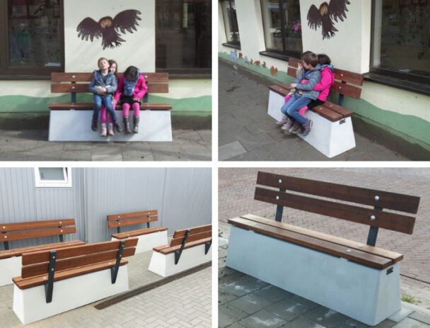 Παγκάκι Τσιμέντο-Μπαμπού Με Πλάτη -180cm