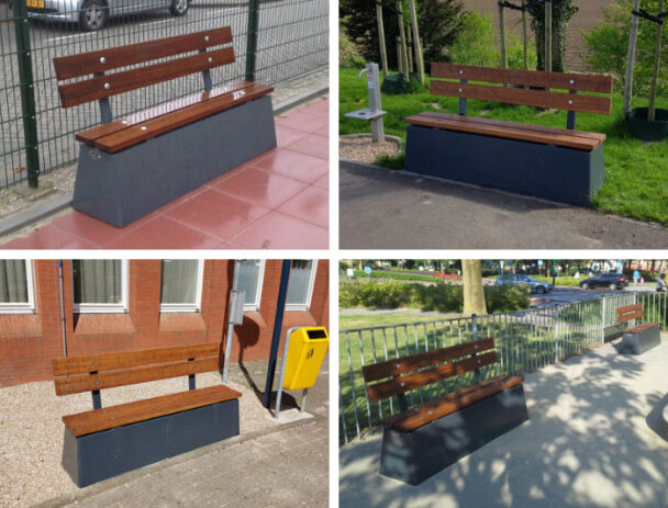 Παγκάκι Τσιμέντο-Μπαμπού Με Πλάτη -180cm