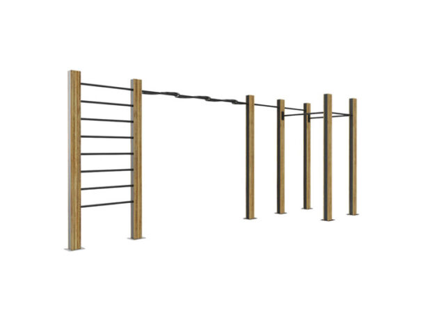 Σύνθετο Όργανο Υπαίθριας Άσκησης Καλλισθενικής 04 - Με επένδυση Ξύλου