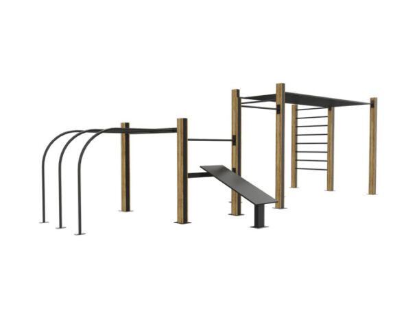 Σύνθετο Όργανο Υπαίθριας Άσκησης Καλλισθενικής 09 - Με επένδυση Ξύλου