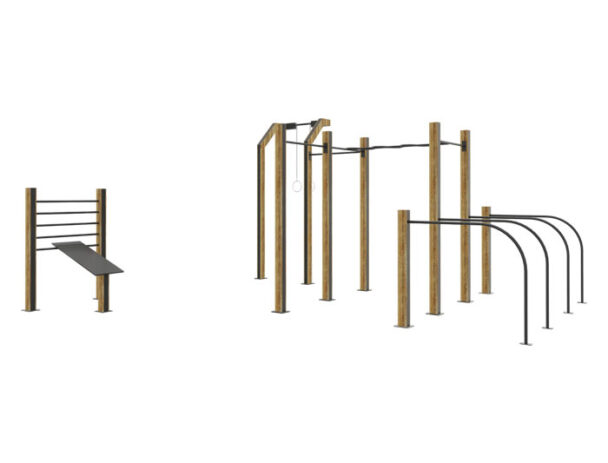 Σύνθετο Όργανο Υπαίθριας Άσκησης Καλλισθενικής 12 - Με επένδυση Ξύλου