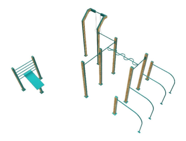 Σύνθετο Όργανο Υπαίθριας Άσκησης Καλλισθενικής 12 - Με επένδυση Ξύλου