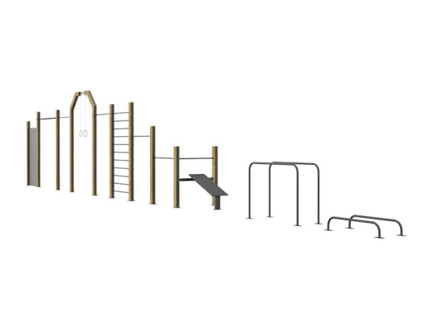 Σύνθετο Όργανο Υπαίθριας Άσκησης Καλλισθενικής 13 - Με επένδυση Ξύλου